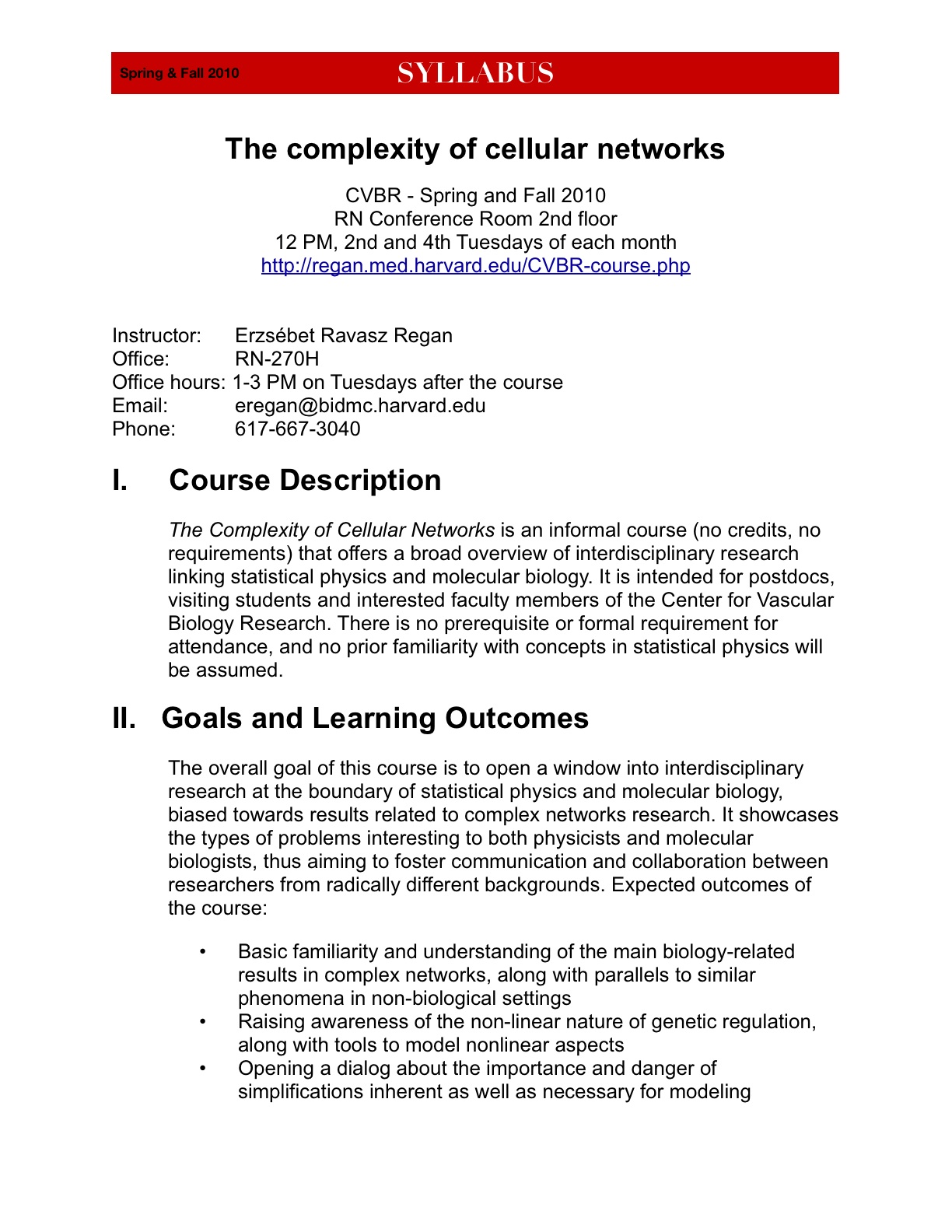 CVBR course syllabus (pdf)